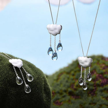 Gemstone Raindrop Cloud Necklace (Various Gems)